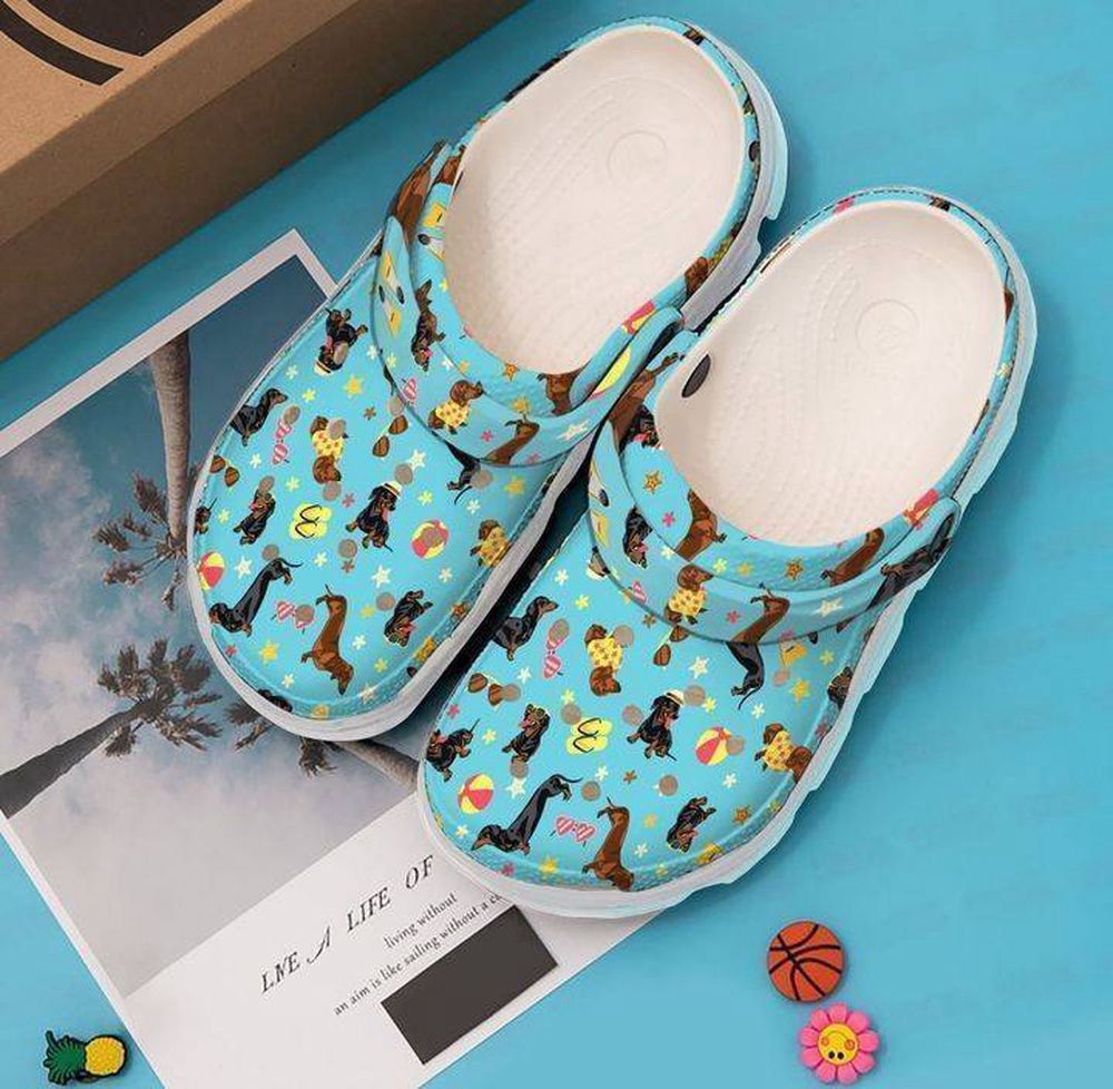 Dachshund Doxies On Vacation Classic Clogs Crocs Shoes