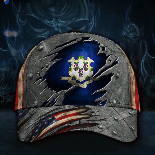 Connecticut Flag Hat 3D Printed American Vintage Cap Patriotic Connecticut State Cap Men Gift Classic Cap