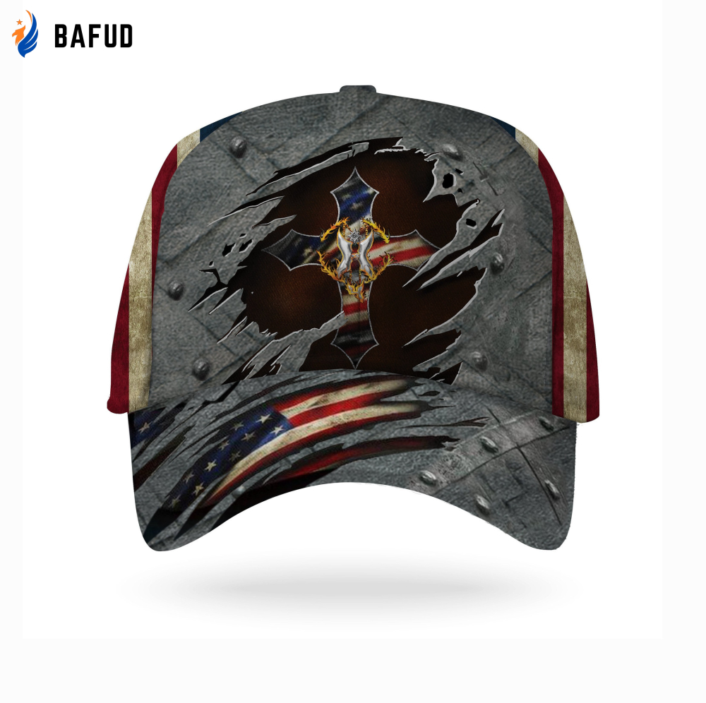 Custom Cross American Flag 3D Hat Classic Cap Custom Cross American Flag 3D Hat Classic Cap