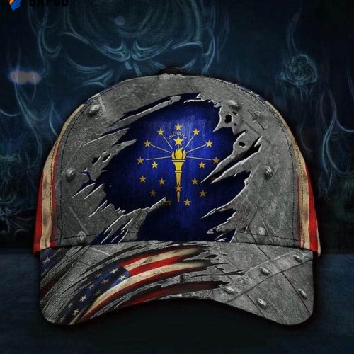 Indiana State Flag Hat 3D Printed U.S Flag Men's Classic Cap Indiana Hat State Proud Gift For Dad
