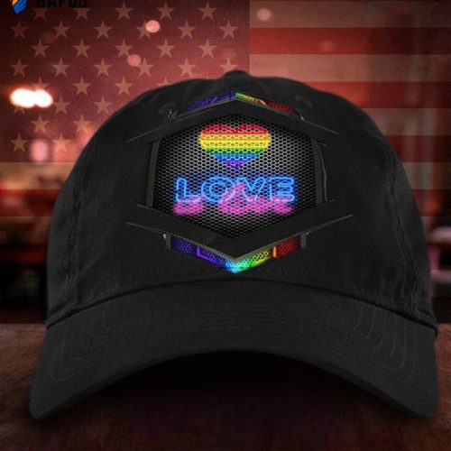 Love Is Love LGBT 3D Hat LGBT Colorful Heart Hat Gay Pride Rainbow Gift For Friend Classic Cap