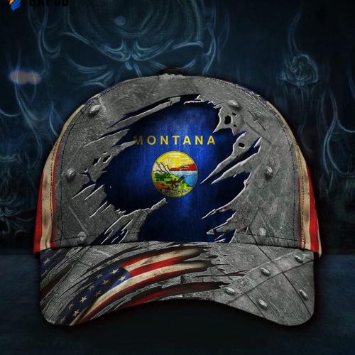 Montana State Flag Hat 3D Printed US Flag Old Retro Pride State Montana Trucker Hat For Men Classic Cap