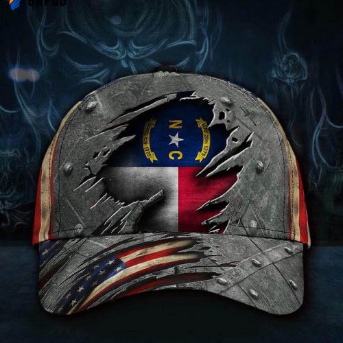 North Carolina State Flag Hat 3D Printed US Flag Old Retro NC Flag Trucker Hat Patriotic 2 Classic Cap