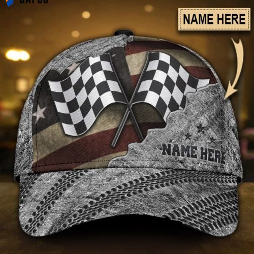 Personalized Racing American Flag All Over Print Classic Cap