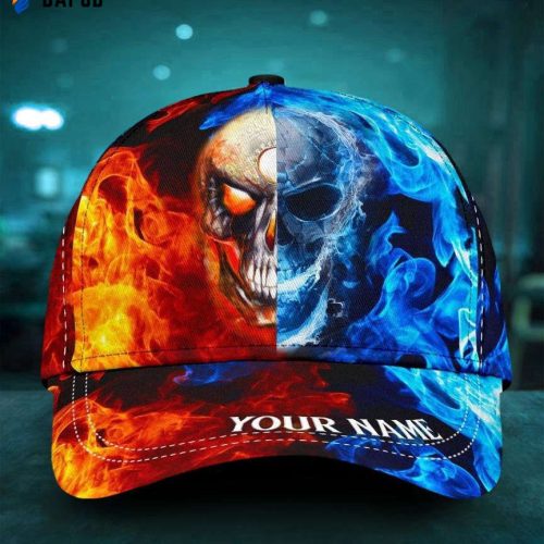 Personalized Red & Blue Skull Classic Cap