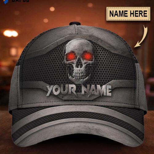 Skull Gifts Metal Classic Skull Personalized Name Classic Cap