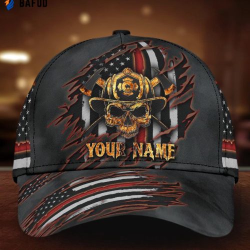 Skull Gifts Skull Hunting Classic Cap Skull Gifts Skull Smoke Firefighter Classic Cap Personalized Name