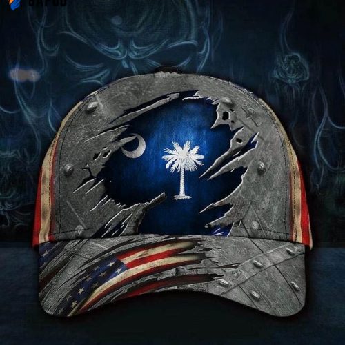 South Carolina State Flag Hat 3D Printed American Flag Vintage Sc Hat South Carolina Classic Cap Mens
