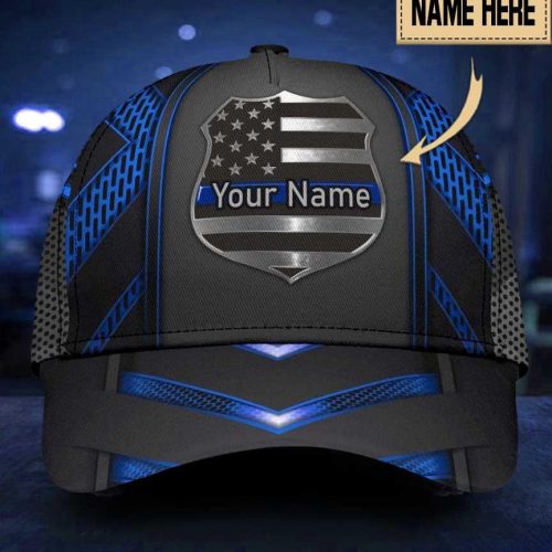 Thin Blue Line Personalized Name All Over Print Classic Cap