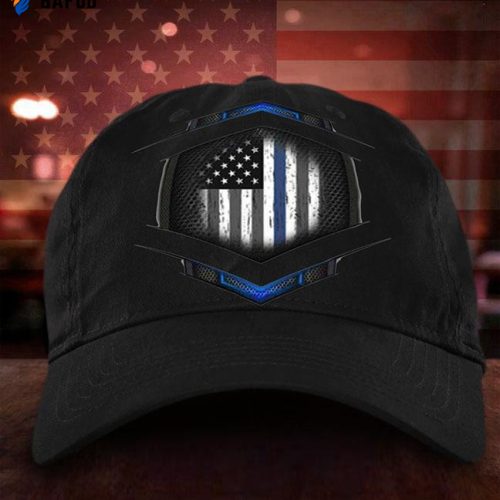 Thin Blue Line US Flag Hat Vintage American Flag Pride Police Law Enforcement Retirement Gift Classic Cap
