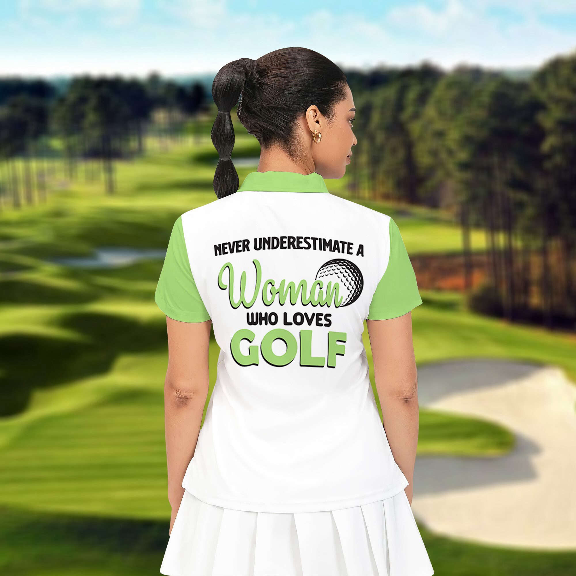 Never Underestimate A Woman Who Loves Golf Polo Shirt, Golf Women Shirt