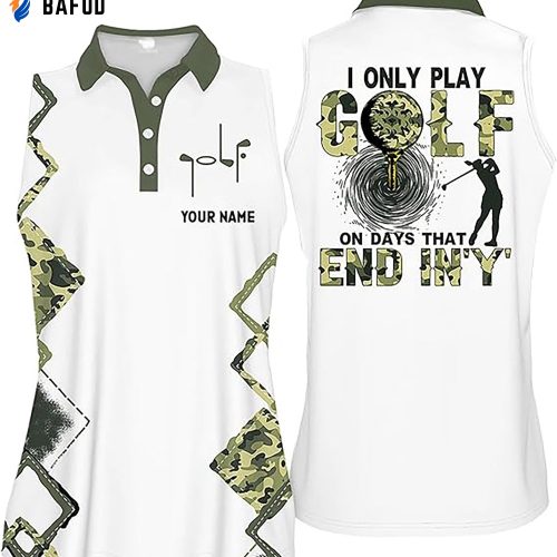 Personalized I Only Play Golf On Days That End In'y Women Sleeveless Polo XS-4XL