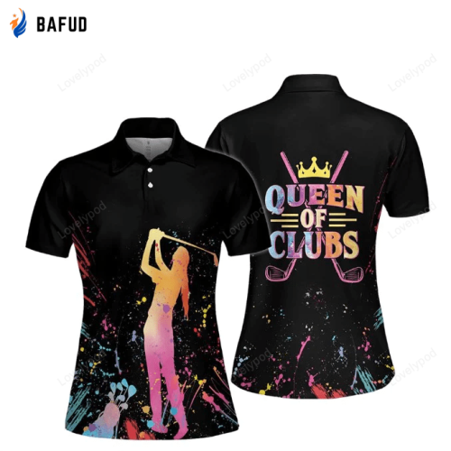 Queen of Clubs Golf Short Sleeve Women Short Sleeve Polo Shirt, Sleeveless Polo Shirt