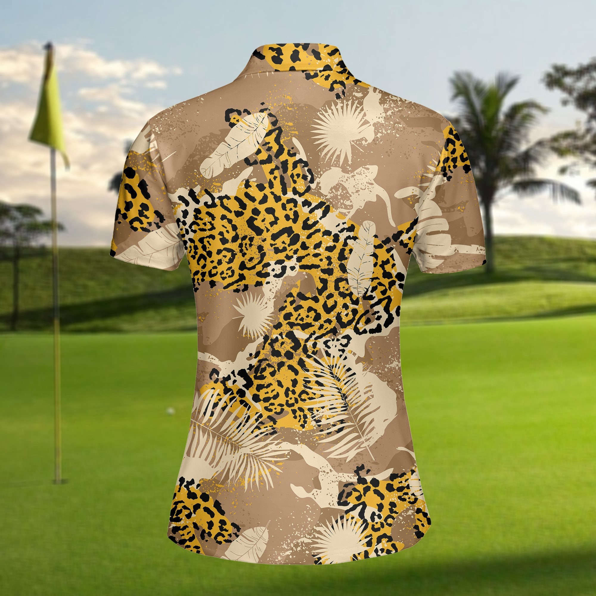 Women Golf Polo Shirt, Leopard Pattern Golf Polo Shirt, Gift For Golfer, Funny Golf Shir, Women Golf Shirt, Golf Player Shirt