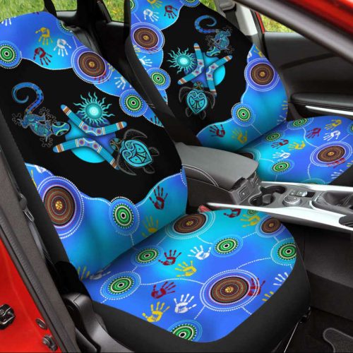 Aboriginal Naidoc Week 2021 Blue Turtle Lizard car seat covers