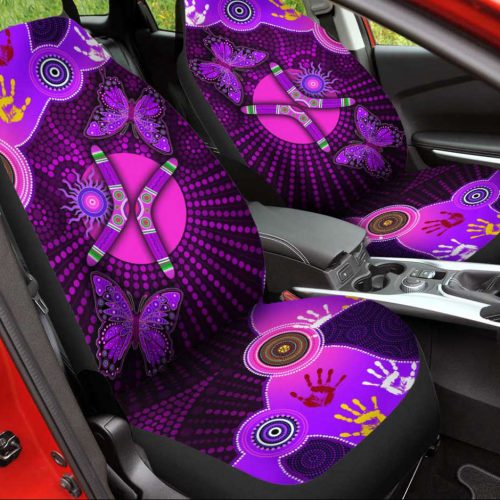 Aboriginal Naidoc Week 2021 Purple Butterflies car seat covers