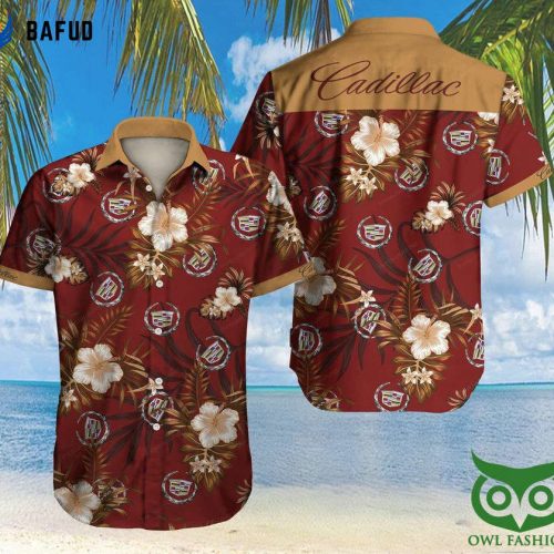 Cadillac Floral Red And Yellow Hawaiian Shirt