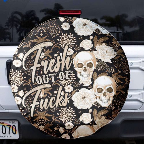 Dilligaf Fire Skull Flag Spare Tire Cover Fresh Out Of F White Gold Skull Flower Spare Tire Cover