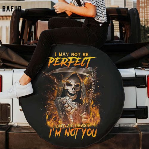 I'm Not You Fire Skull Spare Tire Cover