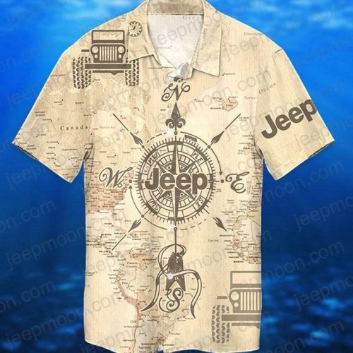 Vintage Hawaiian Aloha Shirt: Jeep Compass All-over Print