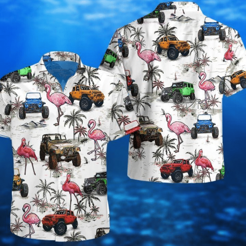 Bold and Stylish Jeep Flamingo Hawaiian Shirt – All-over Print