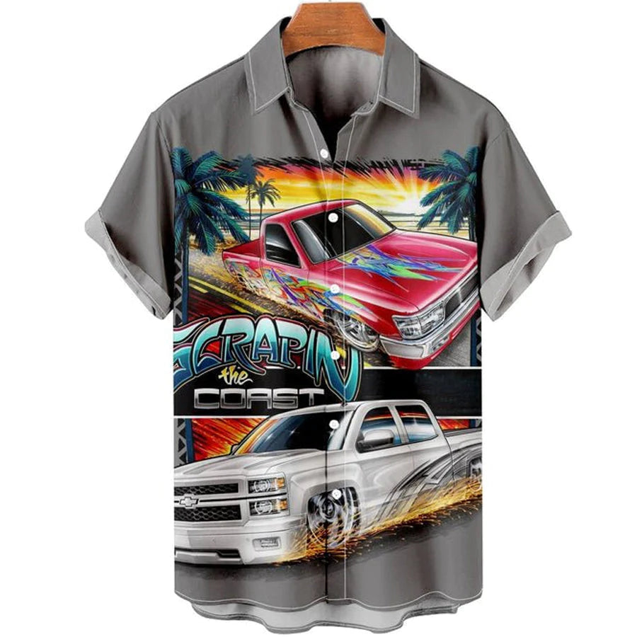 Men’S Retro Contrast Color Stitching Garage Car Hawaiian Shirt Vintage Men’S Retro Contrast Color Stitching Garage Car Hawaiian Shirt Vintage