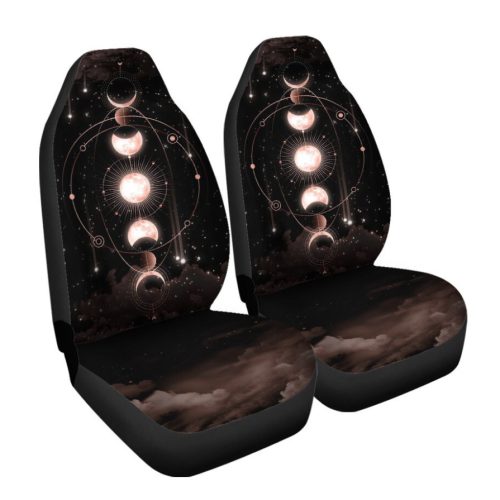 Moon Phase Galaxy Front Car Seat Covers For Fan Gifts, Hippie Car Seat Covers For Fan Gifts, Front Seat Protectors, Seat Cover For SUV, Car Accessories For Women