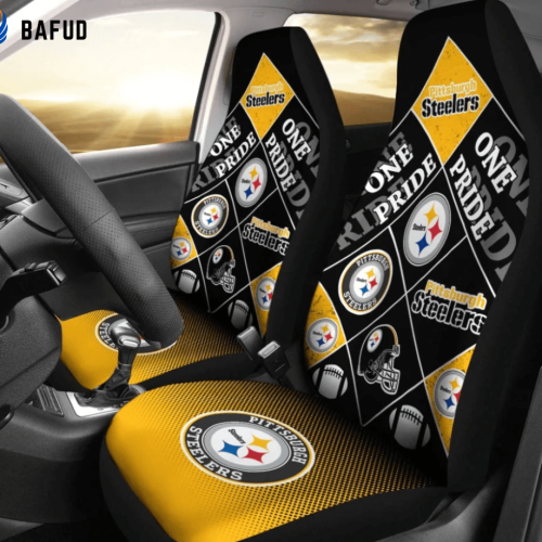 Pittsburgh Steelers Logo Print Pattern v13 Universal Fit Car Seat Covers For Fan Gifts For Fan Gifts Gift For Fan