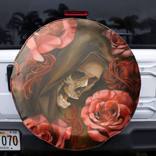 Skull Rose Spare Tire Cover
