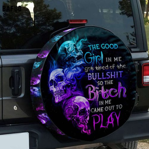 Stitch And Lilo Hawaiian Shirt Surfing Pattern All Over Print The Good Girl In Me Got Tired Skull Spare Tire Cover