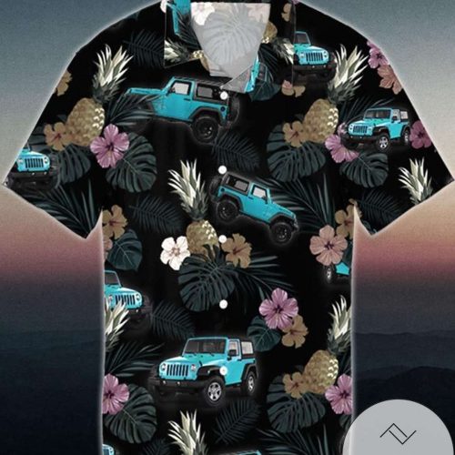 Blue Jeep Black Tropical Unisex Hawaiian Aloha Shirts Hawaiian Shirt Set for Men Women Kids