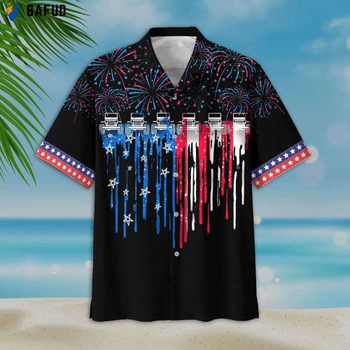 Colorful Firework Black Theme Jeep And Flag Pattern Hawaiian Shirt, Hawaiian Shirt Gift, Christmas Gift