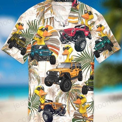 Colorful Jeep Duck Shirt Tropical Hawaiian Shirt Funny Duck Shirts Gifts for Duck Lovers