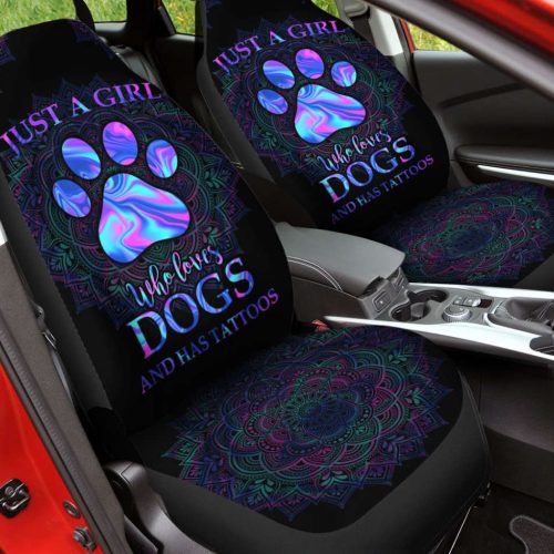 Girl loves dogs allover print car seat covers HAC100906 Girl loves dogs allover print car seat covers HAC100906