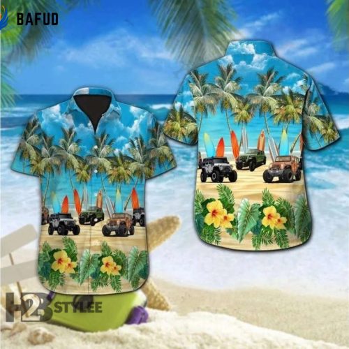 Jeep on The Trip Vintage Jeep Car Summer Tropical Hawaiian Aloha All Over Printed Hawaiian Shirt Size S – 5XL