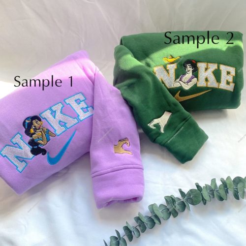 Aladdin x Jasmine Embroidered Crewneck T-Shirt, Sweatshirt for Men Women Shirt, Gift for Men Women