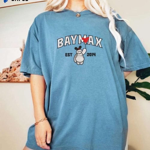 Baymax Embroidered Comfort Colors Tee: Trending Cartoon Movie Shirt Vintage EH130 Baymax Embroidered Comfort Colors Tee: Trending Cartoon Movie Shirt Vintage EH130