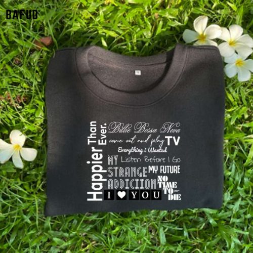 Billie Eilish Custom Embroidered Crewneck T-Shirt, Sweatshirt for Men Women Shirt