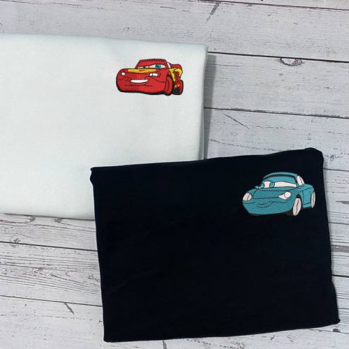 Cars Couple Sweater: Mcqueen x Sally Cartoon Embroidered Sweatshirts Vintage Crewneck Trending Shirt Cars Couple Sweater: Mcqueen x Sally Cartoon Embroidered Sweatshirts Vintage Crewneck Trending Shirt