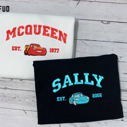 Cars Mcqueen and Sally Embroidered Sweatshirt: Trending Cartoon Couple Christmas Crewneck Perfect Christmas Gift – ECT003-005 Cars Mcqueen and Sally Embroidered Sweatshirt: Trending Cartoon Couple Christmas Crewneck Perfect Christmas Gift – ECT003-005