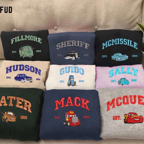 Cars Mcqueen & Friends Embroidered Sweatshirt – Trending Cartoon Crewneck Gift Cars Character Movie Sweatshirts