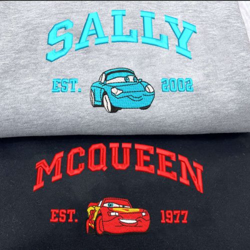 Cars Mcqueen x Sally Embroidered Sweatshirt – Trending Cartoon Couple Christmas Crewneck Perfect Christmas Gift EH334-335 H C Cars Mcqueen x Sally Embroidered Sweatshirt – Trending Cartoon Couple Christmas Crewneck Perfect Christmas Gift EH334-335 H C
