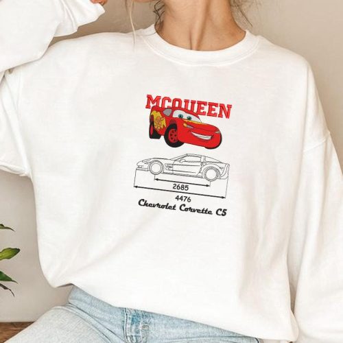 Cars Mcqueen x Sally Embroidered Sweatshirt: Trending Cartoon Crewneck Perfect Couple Christmas Gift For Him Cars Mcqueen x Sally Embroidered Sweatshirt: Trending Cartoon Crewneck Perfect Couple Christmas Gift For Him
