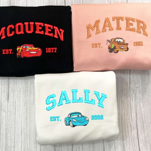 Cars Mcqueen x Sally Embroidered Cartoon Sweatshirt – Trending Crewneck & Hoodie ECT0030405 Cars Mcqueen x Sally Embroidered Cartoon Sweatshirt – Trending Crewneck & Hoodie ECT0030405