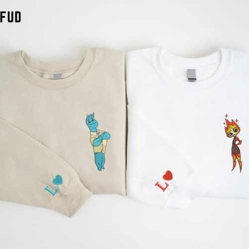 Elemental Ember and Wade Embroidered Sweatshirts – Valentine Cartoon Couple Shirt EH359-360 L H C Elemental Ember and Wade Embroidered Sweatshirts – Valentine Cartoon Couple Shirt EH359-360 L H C