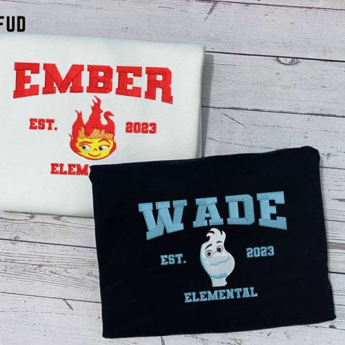 Elemental Ember and Wade Sweatshirts Disney Embroidered Shirt Trending Crewneck Disney Couple Shirt Elemental Ember and Wade Sweatshirts Disney Embroidered Shirt Trending Crewneck Disney Couple Shirt