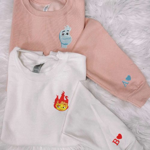 Elemental Ember & Wade Sweatshirts: Valentine & Embroidered Trending Crewneck Shirts EH454-455 L H C Elemental Ember & Wade Sweatshirts: Valentine & Embroidered Trending Crewneck Shirts EH454-455 L H C