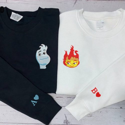 Elemental Ember & Wade Sweatshirts: Valentine & Embroidered Trending Crewneck Shirts EH454-455 L H C Elemental Ember & Wade Sweatshirts: Valentine & Embroidered Trending Crewneck Shirts EH454-455 L H C