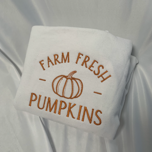 Farm Fresh Pumpkins Embroidered Crewneck T-Shirt, Sweatshirt for Men Women Crewneck T-Shirt, Sweatshirt for Men Women