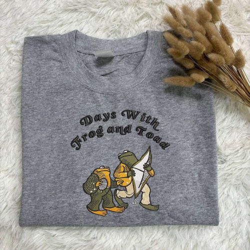 Frog and Toad Together Embroidered Sweatshirt: Vintage Classic Book Shirt Retro Frog & Bookworm Gift For Her Frog and Toad Together Embroidered Sweatshirt: Vintage Classic Book Shirt Retro Frog & Bookworm Gift For Her